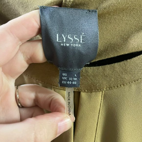 LYSSE New York Windsor Camel Mixed Media Chiffon Overlay Tunic Top Women Size L - Picture 12 of 16